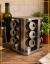 Ver imagem 4 de Porta Condimentos Inox Giratório 12 Potes de Vidro Organizador Bancada Relobraz