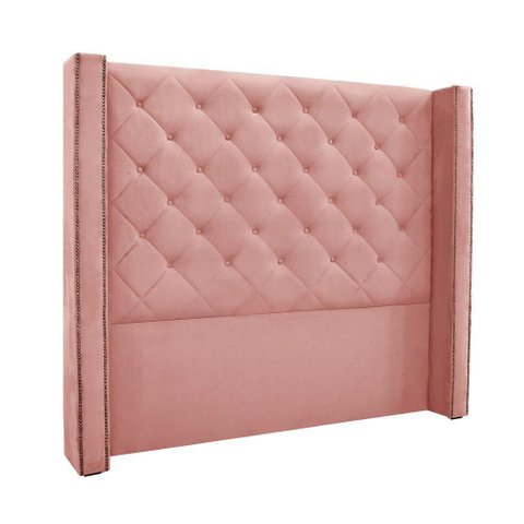 Cabeceira Cama Box Solteiro 90 Cm Vicenza Veludo Rosa S04 - D'Rossi
