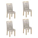 Ver imagem 1 de Kit 4 Cadeiras para Sala de Jantar Pés em Madeira Maciça Lara Bege/Cinamomo/Veludo Palha