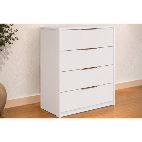 Cômoda Solteiro Alia 4 Gavetas Branco Demóbile