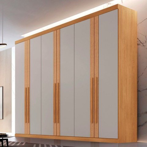 Guarda-Roupa 100% MDF 6 Portas 6 Gavetas Istambul Off White/Marromle