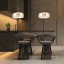 Ver imagem 5 de Lustre Pendente Sala Cristal e Vidro Dourado e Âmbar 30cm