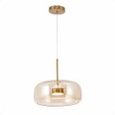 Ver imagem 1 de Lustre Pendente Sala Cristal e Vidro Dourado e Âmbar 30cm