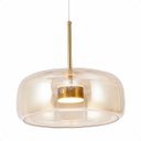 Ver mais imagens de Lustre Pendente Sala Cristal e Vidro Dourado e Âmbar 30cm