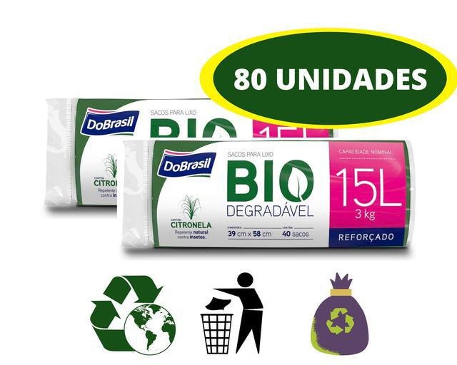 Saco de Lixo 15 Litros Citronela Reforçado com 80 Unids