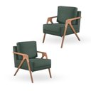 Ver imagem 1 de Kit 2 Poltronas Decorativa Mona Luxo Braço de Madeira:veludo Verde
