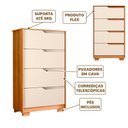 Ver imagem 5 de Cômoda para Quarto 4 Gavetas Carvalho Grife Off White Flex Sina Shop Jm