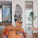 Ver imagem 2 de Espelho Decorativo Orgânico 150x50cm com Suporte para Banheiro Sala Escritório Flame