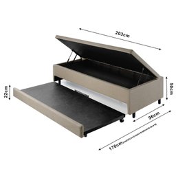 Bicama com Baú Solteiro 96x203 Cm Linho - 3