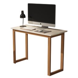 Mesa Estudo Para Notebook, Tampo MDF Pés Em Madeira:Off White - 1