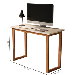 Mesa Estudo Para Notebook, Tampo MDF Pés Em Madeira:Off White - 3