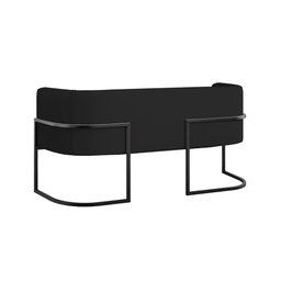 Sofá 2 Lugares com Base de Metal Preto para Recepção Corino Cor:preto - 5