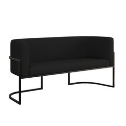 Sofá 2 Lugares com Base de Metal Preto para Recepção Corino Cor:preto - 1