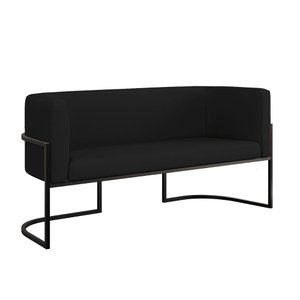 Sofá 2 Lugares com Base de Metal Preto para Recepção Corino Cor:preto