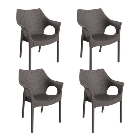 Conjunto com 4 Cadeiras para Jardim Relic Cinza/Mushroom