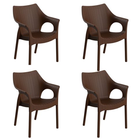 Conjunto com 4 Cadeiras para Jardim Relic Marrom/Chocolate