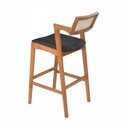 Ver imagem 7 de Conjunto Mesa Bistrô e 3 Banquetas Madeira Maciça, Estofada e Rattan de Fibra 100% Natural Nápoles Espresso Móveis Marrom/Champagnhe/Couro Preto