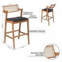 Ver imagem 4 de Conjunto Mesa Bistrô e 3 Banquetas Madeira Maciça, Estofada e Rattan de Fibra 100% Natural Nápoles Espresso Móveis Marrom/Champagnhe/Couro Preto