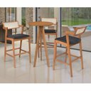Ver imagem 1 de Conjunto Mesa Bistrô e 3 Banquetas Madeira Maciça, Estofada e Rattan de Fibra 100% Natural Nápoles Espresso Móveis Marrom/Champagnhe/Couro Preto