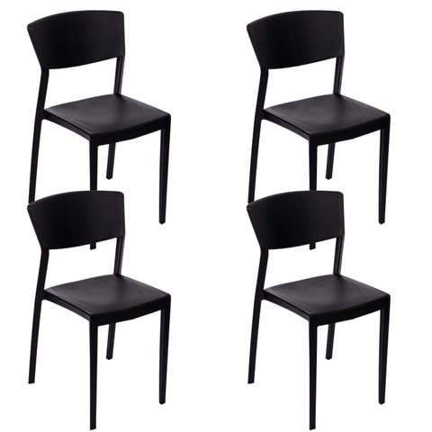 Conjunto com 4 Cadeiras para Jardim Oui Preto