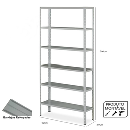 Estante de Aço 6 Prateleiras Reforçada 200x92x30 Cinza 10106 - 5