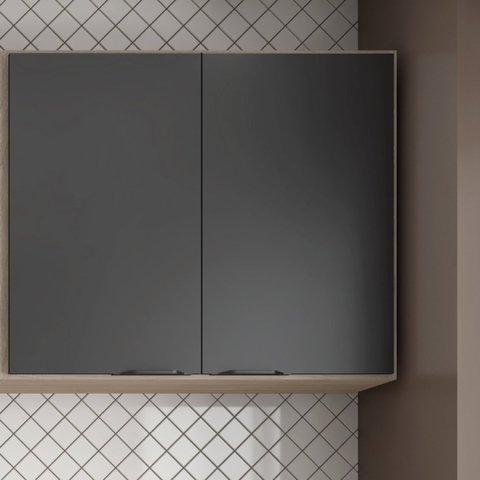 Armário Aéreo de Cozinha | 80cm - 2 Portas Firenze Bege/Res_Atr_Avena_Touch_Grafito