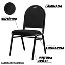 Ver imagem 4 de Kit 6 Cadeiras Hoteleiras Auditório Empilhável Sintético M23 Preto - Mpozenato