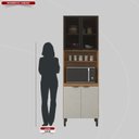 Ver imagem 3 de Paneleiro | 2 Portas Vidro Fumê Firenze Marrom/Amêndola Touch/Nude Prime Tx