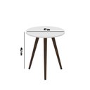 Ver imagem 4 de Mesa Lateral Redonda com Pés em Madeira Maciça - Branco
