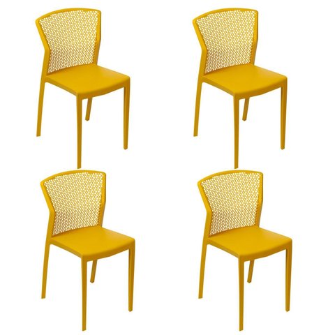 Conjunto com 4 Cadeiras para Jardim Peti Amarelo/Limão Siciliano