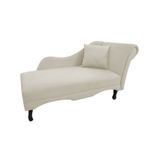 Recamier Decorativo Sara Couro Bege Com Almofada Mz Decor