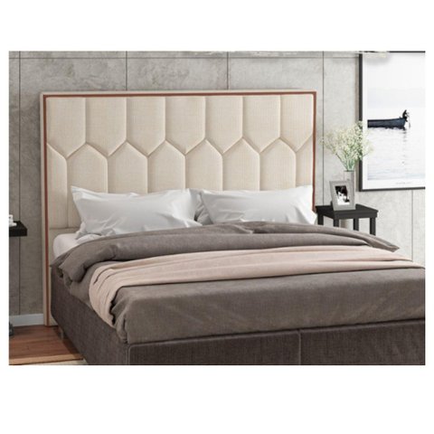 Cabeceira Estofada Cama Box Casal 1,40 Torino para Quarto em Linho Rústico Claro - Larbelle