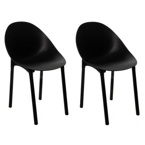 Conjunto com 2 Cadeiras para Jardim Pétala Preto