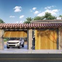 Ver imagem 1 de Portão Contrapeso de Aço com Painel em Madeira e Batente em Aço Galvanizado 220x245 Req: 12