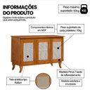 Ver imagem 3 de Buffet Aparador com Telinha Palha Deltan Madeira 3p - Castanho