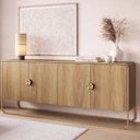 Ver imagem 1 de Balcão Buffet 180cm 4 Portas Orgânico Pé Metal Luna Bege/Hanover/Dourado