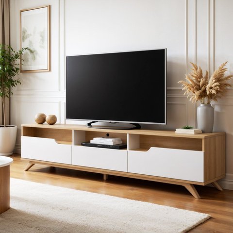 Rack para TV até 70 Polegadas MDF 200cm Pés em Madeira Maciça Diplomata