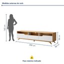 Ver imagem 3 de Rack para TV até 70 Polegadas MDF 200cm Pés em Madeira Maciça Diplomata Bege Cinamomo/Off White