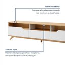 Ver imagem 6 de Rack para TV até 70 Polegadas MDF 200cm Pés em Madeira Maciça Diplomata Bege Cinamomo/Off White