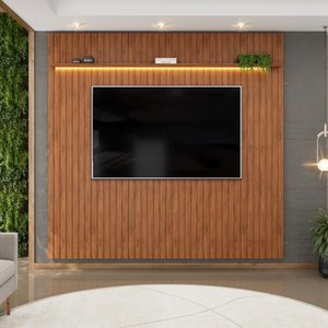 Painel para Tv até 75 Polegadas Ripado com Led Dj Móveis Trento 250 Freijó