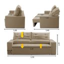 Ver imagem 2 de Sofá Retrátil 2 Lugares com Molas 1,50m Laila Suede Bege