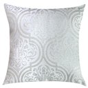 Ver imagem 2 de Kit 3 Capas de Almofadas Luxo Adamascado, Listrado e Geométrico Prata e Branco 45x45cm Sua Casa Deco