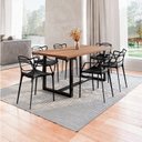 Ver imagem 1 de Conjunto Mesa de Jantar Rústica de Madeira Maciça com Cadeiras Allegra Preto/Marrom