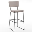Ver imagem 3 de Kit 5 Banquetas Alta para Cozinha Sala de Jantar Base em Aço Fixa Allana L02 Linho Bege - Lyam