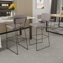 Ver imagem 2 de Kit 5 Banquetas Alta para Cozinha Sala de Jantar Base em Aço Fixa Allana L02 Linho Bege - Lyam
