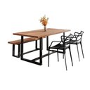 Ver imagem 2 de Conjunto Mesa de Jantar Rústica e Banco de Madeira Maciça com Cadeiras Allegra Preto/Marrom