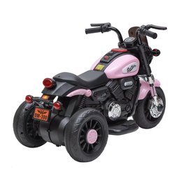 Moto Elétrica Infantil 6v Harley Triciclo Rosa Farol de Led e Sons com Música e Buzina - 2