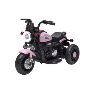 Moto Elétrica Infantil 6v Harley Triciclo Rosa Farol de Led e Sons com Música e Buzina