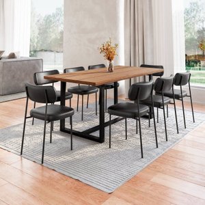 Conjunto Mesa de Jantar Rústica de Madeira Maciça com Cadeiras Mona