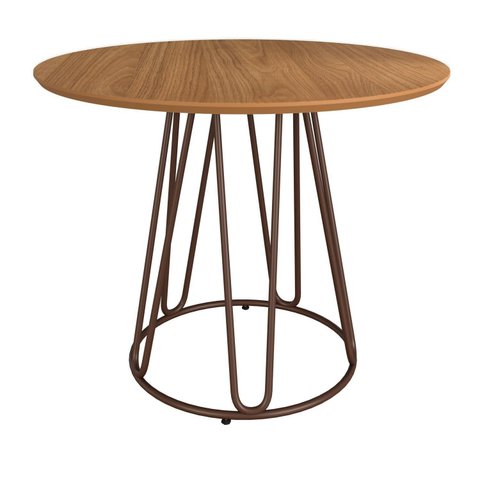 Mesa para Sala de Jantar Redonda 90cm MDF Ômega Marrom/Proa
